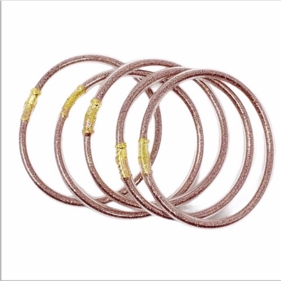 5 ROSE GOLD jelly bangle bracelets set NEW - Picture 4 of 6